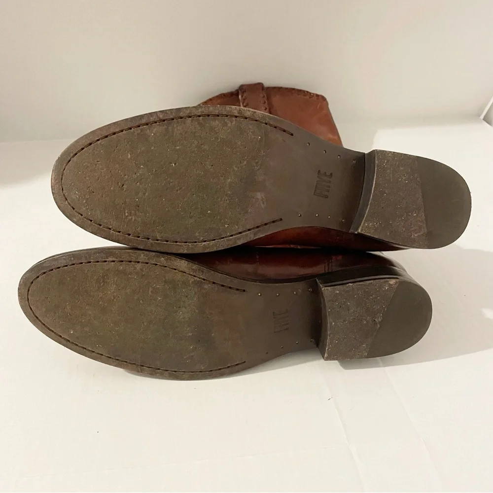 Frye Melissa Whip Tall Pull On Boots Size 9.5 Distressed Brown Leather Riding - Picture 10 of 16